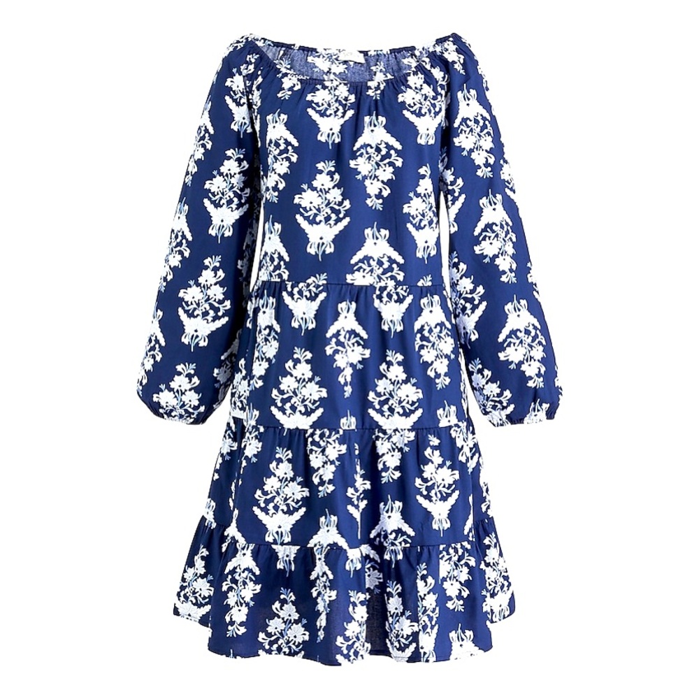 J. Crew Floral cotton-blend poplin raglan tiered mini dress